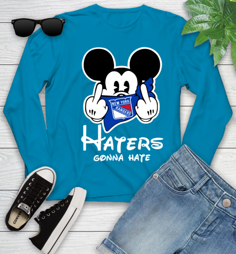 NHL New York Rangers Haters Gonna Hate Mickey Mouse Disney Hockey T Shirt Youth Long Sleeve 8