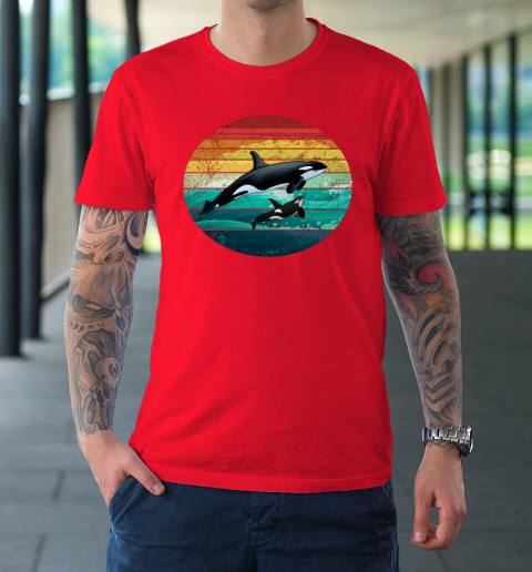 Orca Family Vintage Retro Art Killer Whale Family T-Shirt 8