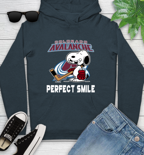 NHL Colorado Avalanche Snoopy Perfect Smile The Peanuts Movie Hockey T Shirt Youth Hoodie 10