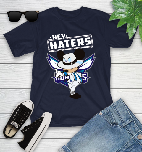 NBA Hey Haters Mickey Basketball Sports Charlotte Hornets Youth T-Shirt 2