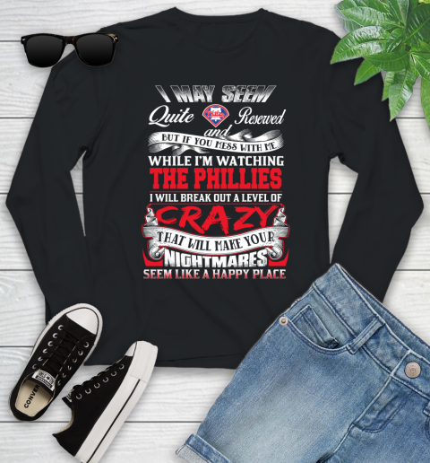 Philadelphia Phillies MLB Baseball Don't Mess With Me While I'm Watching My Team Youth Long Sleeve
