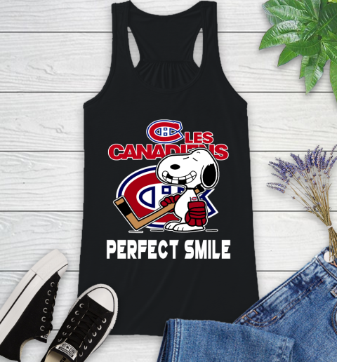 NHL Montreal Canadiens Snoopy Perfect Smile The Peanuts Movie Hockey T Shirt Racerback Tank