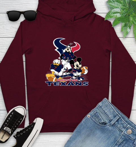 NFL Houston Texans Mickey Mouse Donald Duck Goofy Football Shirt Youth Hoodie 7