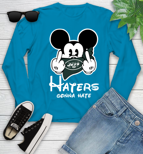 NFL New York Jets Haters Gonna Hate Mickey Mouse Disney Football T Shirt Youth Long Sleeve 8