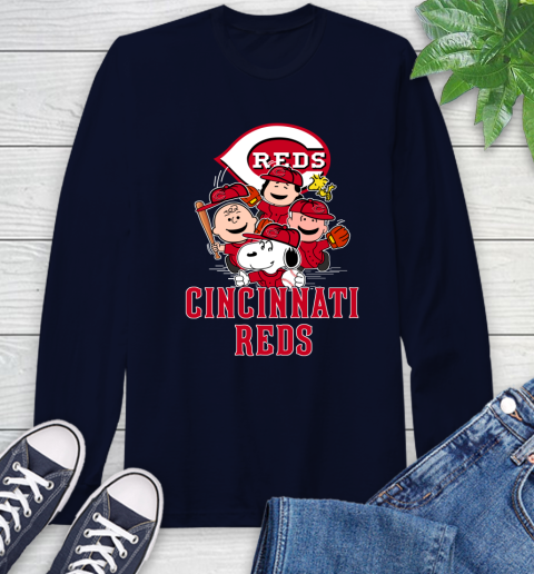 MLB Cincinnati Reds Snoopy Charlie Brown Woodstock The Peanuts Movie Baseball T Shirt_000 Long Sleeve T-Shirt 3