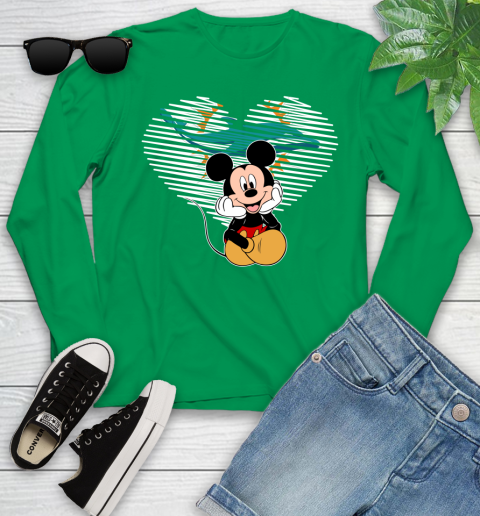 NFL Miami Dolphins The Heart Mickey Mouse Disney Football T Shirt_000 Youth Long Sleeve 7