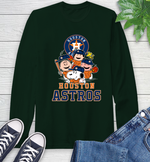 MLB Houston Astros Snoopy Charlie Brown Woodstock The Peanuts Movie Baseball T Shirt Long Sleeve T-Shirt 7