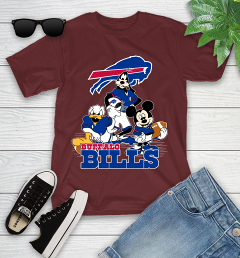 NFL Buffalo Bills Mickey Mouse Donald Duck Goofy Football Shirt Youth T-Shirt 29