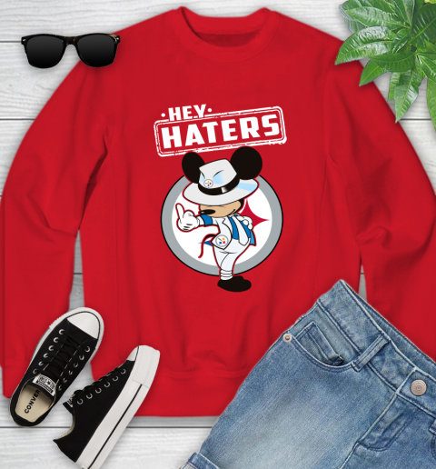 NFL Hey Haters Mickey Football Sports Pittsburgh Steelers Youth Sweatshirt 8