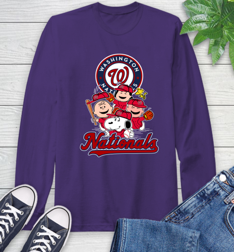 MLB Washington Nationals Snoopy Charlie Brown Woodstock The Peanuts Movie Baseball T Shirt_000 Long Sleeve T-Shirt 5