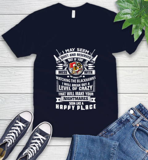 Chicago Blackhawks NHL Hockey Don't Mess With Me While I'm Watching My Team Sports V-Neck T-Shirt 2
