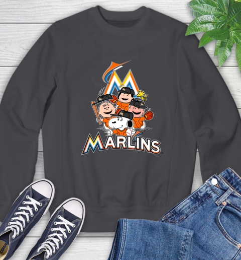 MLB Miami Marlins Snoopy Charlie Brown Woodstock The Peanuts Movie Baseball T Shirt Sweatshirt 6