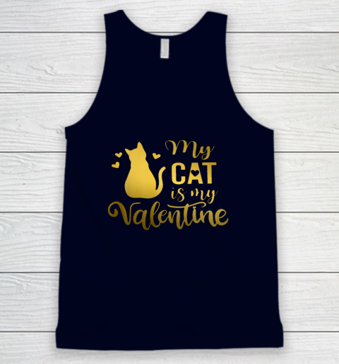 My Cat Is My Valentine Kitten Lover Heart Valentines Day Tank Top 7
