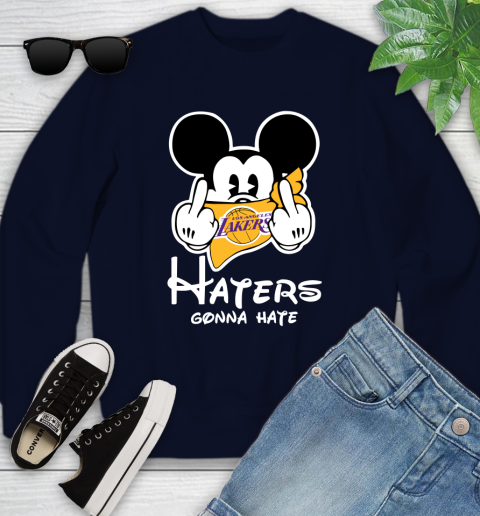 NBA Los Angeles Lakers Haters Gonna Hate Mickey Mouse Disney Basketball T Shirt Youth Sweatshirt 2