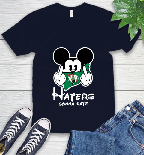 NBA Boston Celtics Haters Gonna Hate Mickey Mouse Disney Basketball T Shirt V-Neck T-Shirt 2