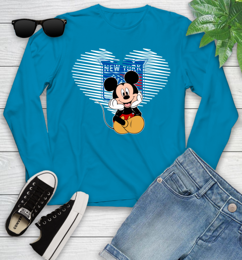 NHL New York Rangers The Heart Mickey Mouse Disney Hockey Youth Long Sleeve 8