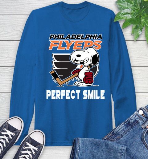 NHL Philadelphia Flyers Snoopy Perfect Smile The Peanuts Movie Hockey T Shirt Long Sleeve T-Shirt 10