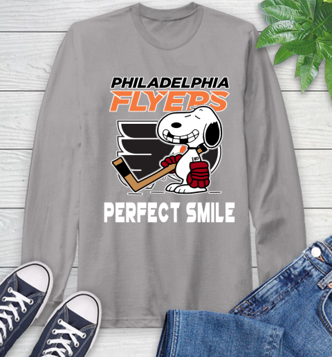 NHL Philadelphia Flyers Snoopy Perfect Smile The Peanuts Movie Hockey T Shirt Long Sleeve T-Shirt 6