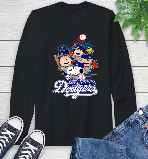 MLB Los Angeles Dodgers Snoopy Charlie Brown Woodstock The Peanuts Movie Baseball T Shirt_000 Long Sleeve T-Shirt