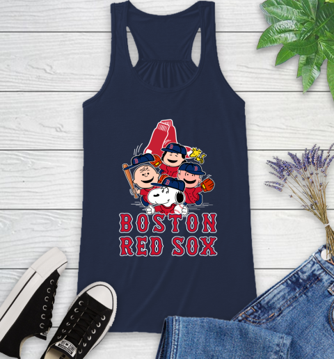 MLB Boston Red Sox Snoopy Charlie Brown Woodstock The Peanuts Movie Baseball T Shirt Racerback Tank 9