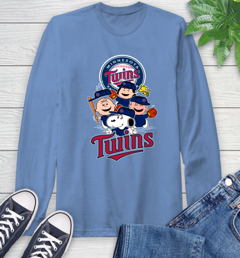 MLB Minnesota Twins Snoopy Charlie Brown Woodstock The Peanuts Movie Baseball T Shirt_000 Long Sleeve T-Shirt 12