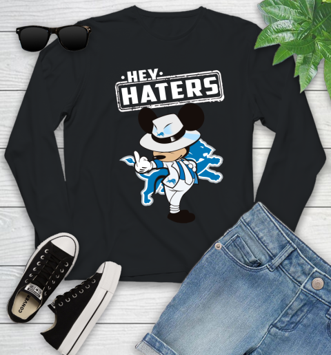 NFL Hey Haters Mickey Football Sports Detroit Lions Youth Long Sleeve