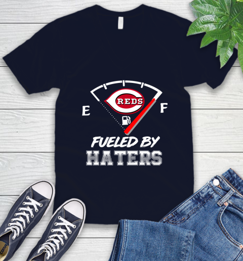 Cincinnati Reds MLB Baseball Fueled By Haters Sports V-Neck T-Shirt 2
