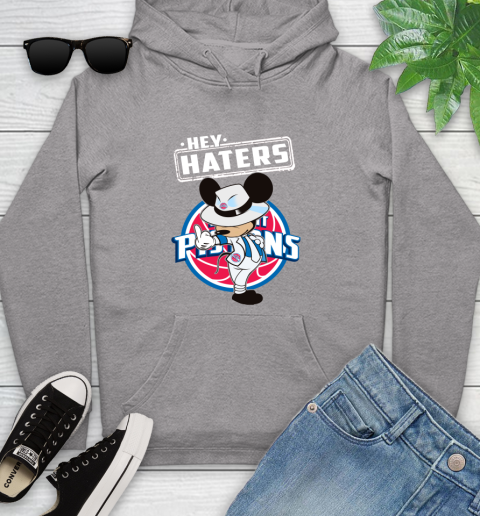 NBA Hey Haters Mickey Basketball Sports Detroit Pistons Youth Hoodie 6