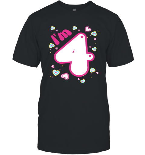 4th Birthday Gift Shirt Cute Im 4 Years Old Girl Kids T-Shirt