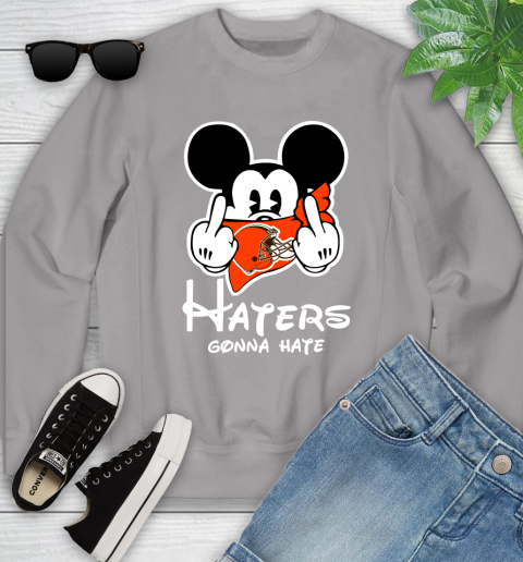 NFL Cleveland Browns Haters Gonna Hate Mickey Mouse Disney Football T Shirt Youth Sweatshirt 3