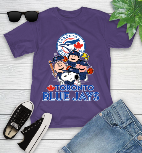 MLB Toronto Blue Jays Snoopy Charlie Brown Woodstock The Peanuts Movie Baseball T Shirt_000 Youth T-Shirt 3