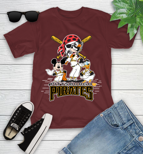 MLB Pittsburgh Pirates Mickey Mouse Donald Duck Goofy Baseball T Shirt Youth T-Shirt 14