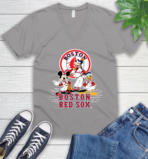 MLB Boston Red Sox Mickey Mouse Donald Duck Goofy Baseball T Shirt V-Neck T-Shirt 3