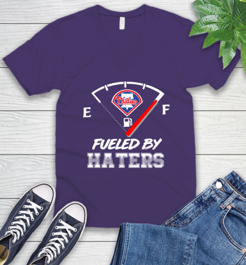 Philadelphia Phillies MLB Baseball Fueled By Haters Sports V-Neck T-Shirt 9