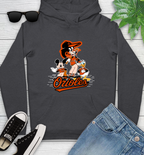 MLB Baltimore Orioles Mickey Mouse Donald Duck Goofy Baseball T Shirt Youth Hoodie 8