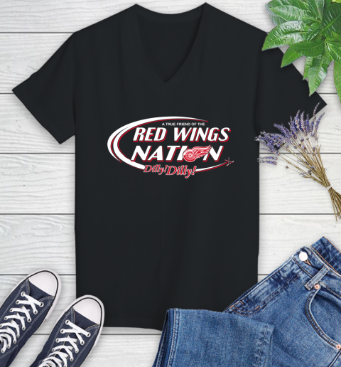 NHL A True Friend Of The Detroit Red Wings Dilly Dilly Hockey Sports Women's V-Neck T-Shirt