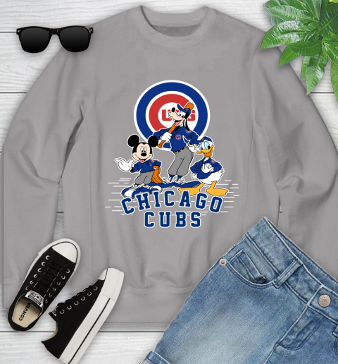 MLB Chicago Cubs Mickey Mouse Donald Duck Goofy Baseball T Shirt Youth Sweatshirt 3