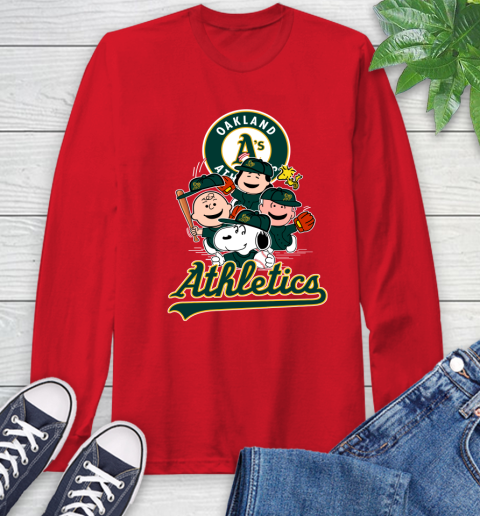 MLB Oakland Athletics Snoopy Charlie Brown Woodstock The Peanuts Movie Baseball T Shirt_000 Long Sleeve T-Shirt 11