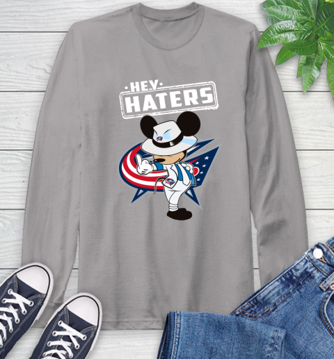 NHL Hey Haters Mickey Hockey Sports Columbus Blue Jackets Long Sleeve T-Shirt 6