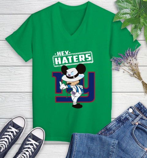 NFL Hey Haters Mickey Football Sports New York Giants Women's V-Neck T-Shirt 5