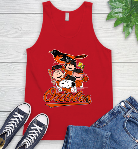 MLB Baltimore Orioles Snoopy Charlie Brown Woodstock The Peanuts Movie Baseball T Shirt_000 Tank Top 5