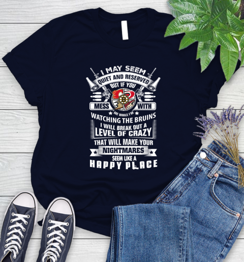 Boston Bruins NHL Hockey Don't Mess With Me While I'm Watching My Team Sports Women's T-Shirt 2