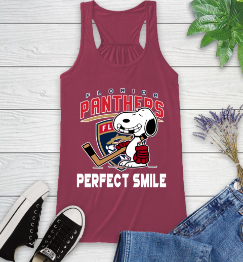 NHL Florida Panthers Snoopy Perfect Smile The Peanuts Movie Hockey T Shirt Racerback Tank 7