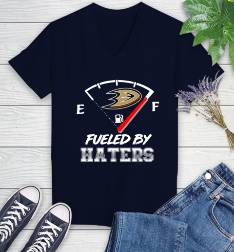 Anaheim Ducks NHL Hockey Fueled By Haters Sports Women's V-Neck T-Shirt 2
