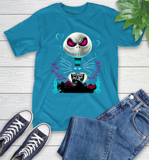 NFL Oakland Raiders Jack Skellington Sally The Nightmare Before Christmas Football T-Shirt 9
