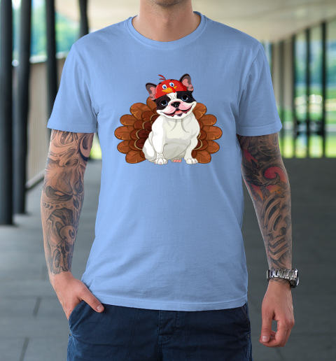 Funny Turkey Bulldog Thanksgiving Dog Turkey Costume T Shirt Tee