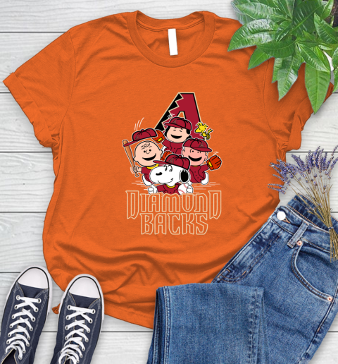 MLB Arizona Diamondbacks Snoopy Charlie Brown Woodstock The Peanuts Movie Baseball T Shirt_000 Women's T-Shirt 3
