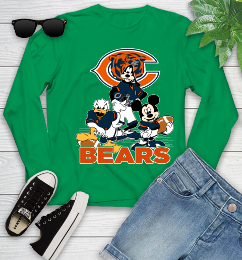NFL Chicago Bears Mickey Mouse Donald Duck Goofy Football Shirt Youth Long Sleeve 7