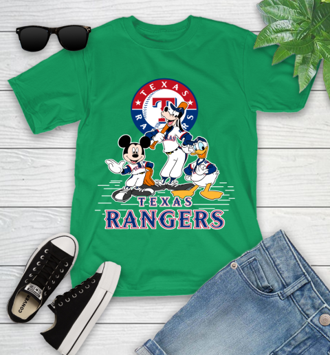 MLB Texas Rangers Mickey Mouse Donald Duck Goofy Baseball T Shirt Youth T-Shirt 8