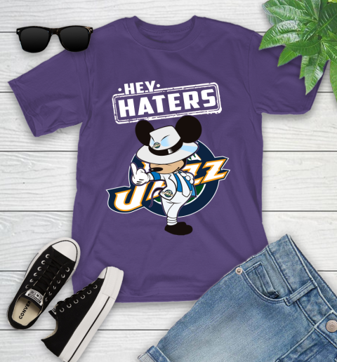 NBA Hey Haters Mickey Basketball Sports Utah Jazz Youth T-Shirt 3